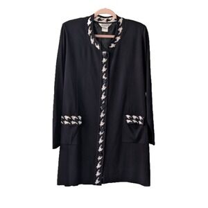 Misook Jacket Art To Wear Lagenlook Black White Houndstooth Office Cardigan‎
